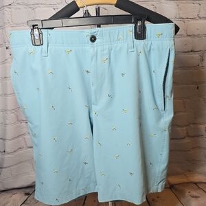 Under Armour Sky Blue w/ Yellow Bird Pattern Athletic Shorts, Sz 36